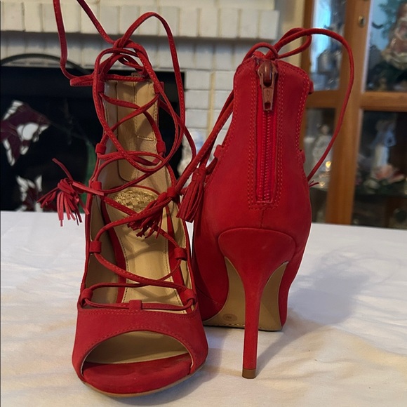 Vince Camuto Red Lace-Up Heels - Picture 4 of 9